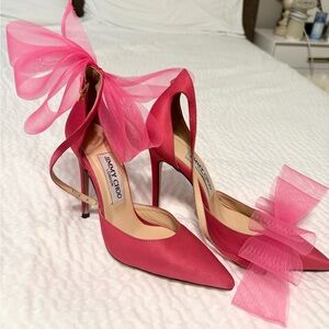 Jimmy Choo Fuchsia Heels with Tulle Bow